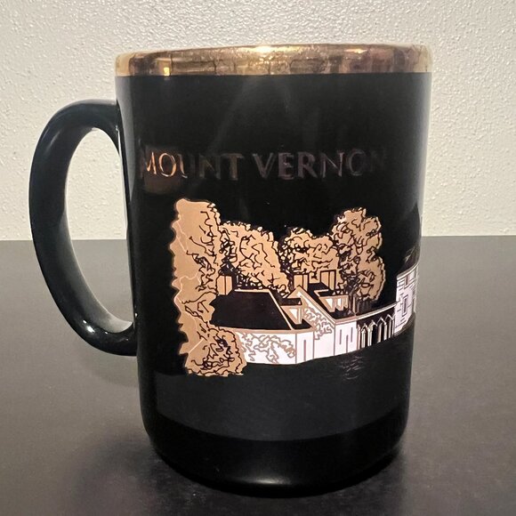 Vintage Mount Vernon George Washington Estate Mug in Black & Metallic Gold - Picture 5 of 9